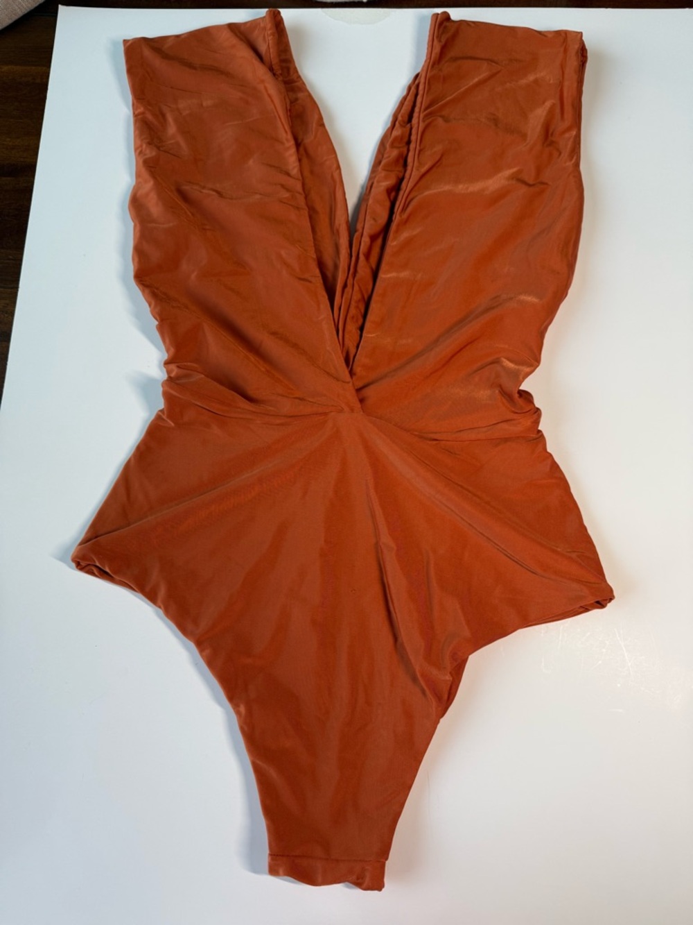 HAIGHT One-Piece Bodysuit in Rust Orange - Classic Scoop Back - Picture 3 of 5